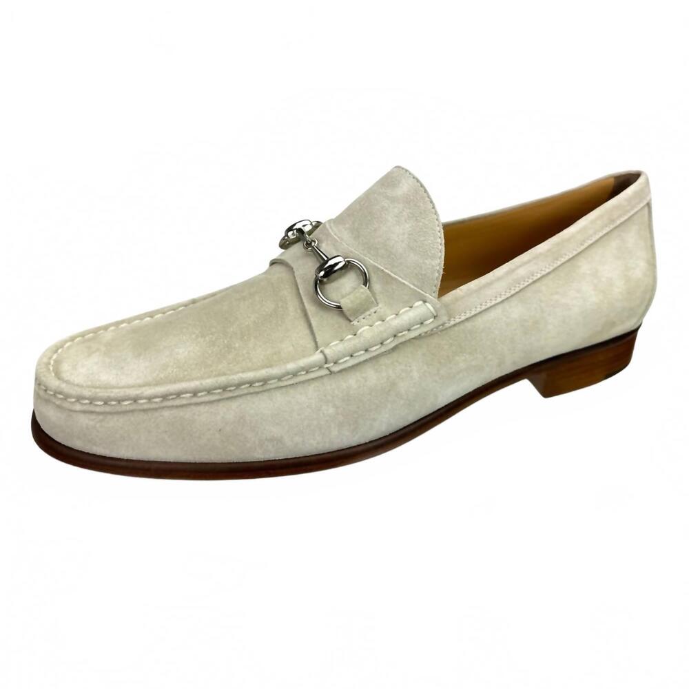 NEW PETER HUBER men's ring classic horsebit loafer in beige